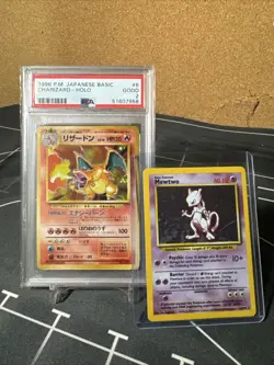 Pokemon TCG Base Set Charizard JP And Mewtwo PSA 2 Raw - Image 1