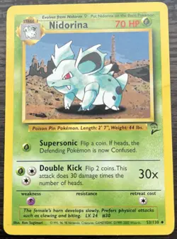 Nidorina 053/130 Pokemon TCG WOTC Base Set 2 Common Moderately Played MP - Image 1