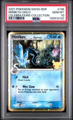 2021 POKEMON SWSH BLACK STAR PROMO CELEBRATIONS COLL #136 MIMIKYU-HOLO PSA 10 - Image 1