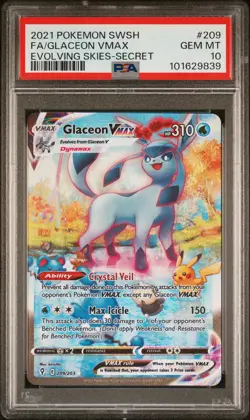 GLACEON VMAX 2021 Pokemon Sword & Shield Evolving Skies Secret Rare #209 PSA 10 - Image 1
