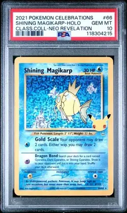 2021 Pokemon Shining Magikarp 66/64 Celebrations: Classic Collection Holo PSA 10 - Image 3