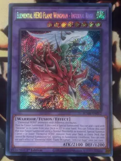 Yugioh: Elemental HERO Flame Wingman - Infernal Rage BLMR-EN012 Secret 1st Ed NM - Image 1