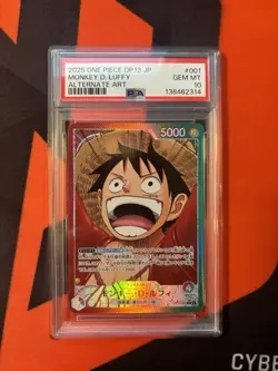 PSA 10 Monkey D Luffy Leader OP13-001 Japanese One Piece - Image 1