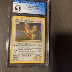Lt. Surge's Fearow 7/132 Gym Heroes Holo Rare Pokemon Cards Holo Swirl CGC 6.5 - Image 1