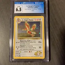 Lt. Surge's Fearow 7/132 Gym Heroes Holo Rare Pokemon Cards Holo Swirl CGC 6.5 - Image 2