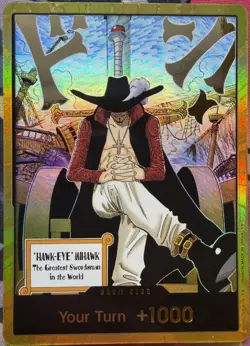 One Piece Card Gold Frame Dracule Mihawk DON!! Card OP14 THE AZURE SEA'S SEVEN - Image 1