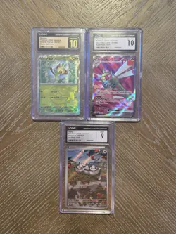 3 Pokemon CGC Graded Cards - 2023 Japanese Grookey, Yanmega ex, Starly Holo Lot - Image 1