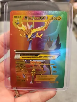 M Xerneas EX Rainbow Foil Fan Art Textured Vinyl Collector Pokemon Card 159/300 - Image 1