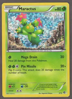 Maractus 2/12 McDonalds Collection 2011 Confetti Holo Promo Pokemon Card LP - Image 1