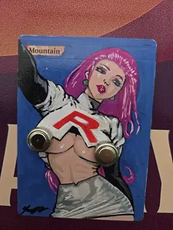 MTG Altered Mountain Basic Land - Jessie Waifu - Hand Painted - Unique 1/1 - Image 5