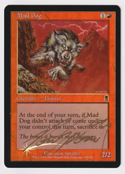 Gold Signed FOIL Mad Dog MP Odyssey Artist Ron Spencer 2001 WOTC MTG Magic Hound - Image 1