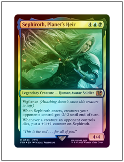 1x Sephiroth, Planet's Heir, Foil, Final Fantasy, Magic MTG NM - Image 1