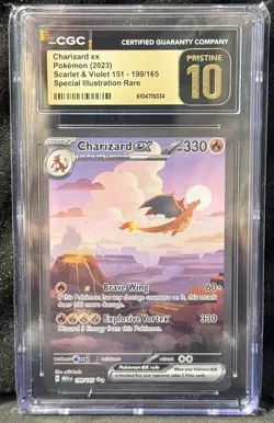 Pokemon CGC Certified Pristine 10 Scarlet & Violet 151 Charizard EX 199/165 SIR - Image 1