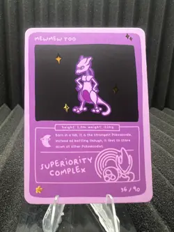 Mewmew Too (Mewtwo) 36/90 - Pokedoodles Set 1 Fan Art - Pokemon - Image 1