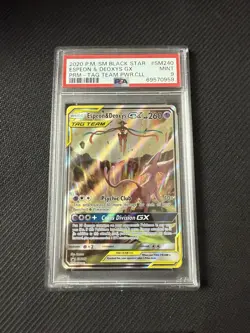 Espeon & Deoxys GX Tag Team SM240 Holo Pokemon TCG PSA 9 - Image 1