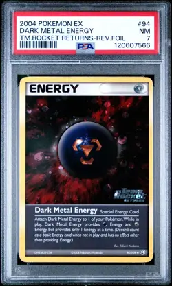 2004 POKEMON EX TEAM ROCKET RETURNS 94 DARK METAL ENERGY-REVERSE FOIL PSA 7 NM - Image 1