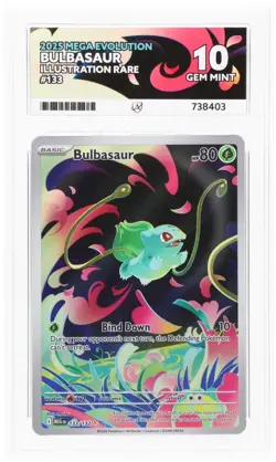 Pokemon Bulbasaur 133/132 Mega Evolution ACE 10 GEM MINT Perfect Subgrades! - Image 1