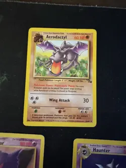 1999 Pokemon Fossil Non Holo Lot Of 5 Aerodactyl Gengar Haunter Lapras Raichu - Image 2