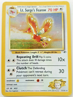 Pokemon TCG Lt Surge's Fearow 7/132 Holo Gym Heroes MP - Image 1