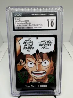 2023 One Piece Card Game Don!! Card 1st Anniversary Luffy CGC 10 - Image 1