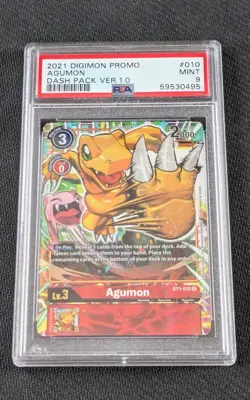 2021 DIGIMON CARD GAME DASH PACK V 1.0, RARE - ALTERNATE ART AGUMON PSA 9 - Image 1