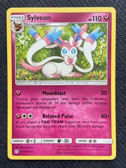 Pokemon 2019 Sun & Moon Cosmic Eclipse Sylveon 155/236 - Rare Card NEAR MINT - Image 1