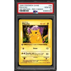 Giant 1999 POKEMON GAME 1st Edition PIKACHU RED CHEEKS PSA 10 Gem Mint - Image 1