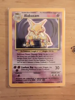 1999 Pokemon English Unlimited Base Set Alakazam Holo 1/102 EX #2 - Image 1