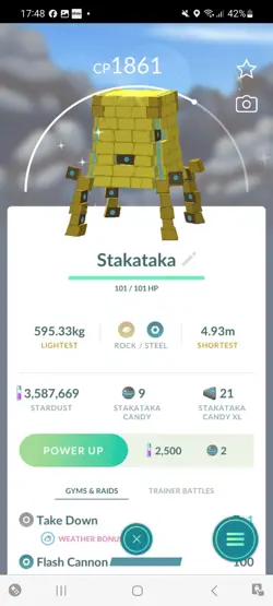 Pokemon Go Shiny Ultra Beast stakataka - Image 1