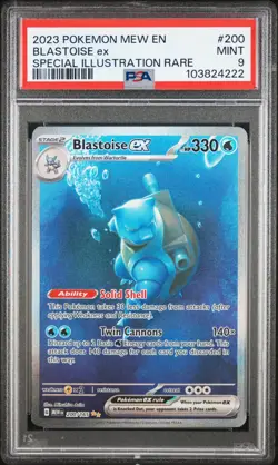 PSA 9 MINT Pokemon Blastoise ex 151 Special Illustration Rare 200/165 - Image 1