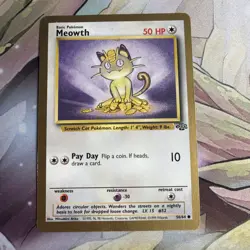 1999 Pokemon TCG Meowth Jungle Gold Bordered Fruit Roll Promo Card 56/64 - Image 1