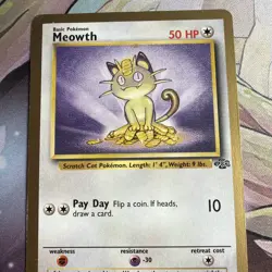1999 Pokemon TCG Meowth Jungle Gold Bordered Fruit Roll Promo Card 56/64 - Image 4