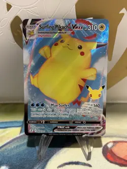 Surfing Pikachu Vmax 009/025 Pokemon Celebrations Sword Shield Rare Card NM - Image 1