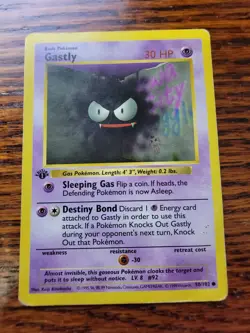 👻Pokemon Card Gastly 50/102 - 1st Edition Base Set Shadowless 1999 PL! - Image 1