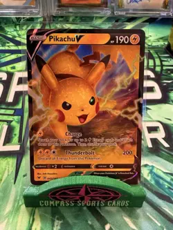 Pikachu V 043/185 Pokemon VIVID VOLTAGE Card Holo Ultra Rare Near Mint ⚡ - Image 1