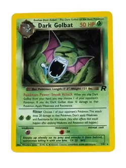 Pokemon Dark Golbat TCG Team Rocket Holo Card 7/82 Unlimited Excellent Condition - Image 1