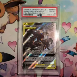 2020 POKEMON SM BLACK STAR PROMO #SM241 UMBREON & DARKRAI GX PSA 10 - Image 1