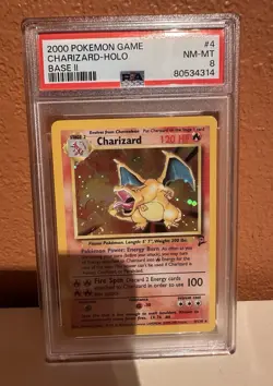 2000 Pokemon Base Set 2 Charizard #4 English 4/130 - PSA 8 NM-MT w/ Sick Swirl🌀 - Image 3