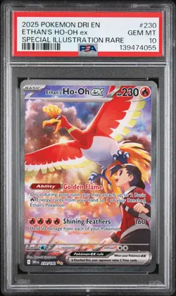 2025 POKEMON DRI EN-DESTINED RIVALS #230 ETHAN'S HO-OH EX PSA 10 - Image 1