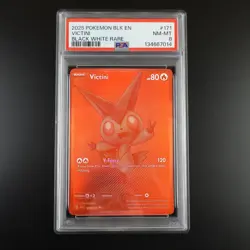 PSA 8 Victini 171/086 Pokemon Black Bolt Full Art Graded - Image 1