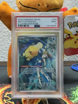 2025 POKEMON DRI EN-DESTINED RIVALS ILLUSTRATION RARE #193 MISTY'S PSYDUCK PSA 9 - Image 1