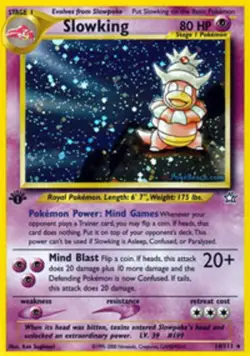 Slowking - 14/111 - Holo Rare - 1st Edition DMG, English Pokemon Neo Genesis - Image 1