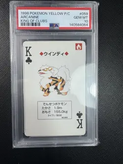 Pokemon Red Arcanine King of Clubs Playing Poker Card 1996 PSA 10 GEM MINT - Image 1