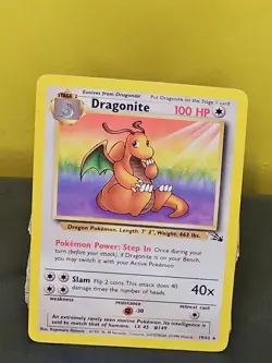 Pokemon Dragonite Card 19/62 Rare Non-Holo Fossil Set WOTC 1999 TCG - Image 1