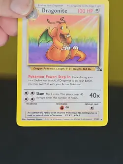 Pokemon Dragonite Card 19/62 Rare Non-Holo Fossil Set WOTC 1999 TCG - Image 4