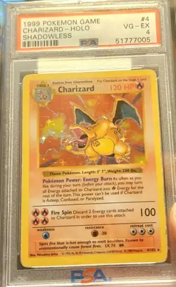 1999 Pokemon Game Charizard - Holo Shadowless PSA VG-EX 4 - Image 5