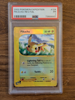 2002 Pokemon Expedition PSA 1 Pikachu Reverse Foil Holo #124 Poor PR - Image 1