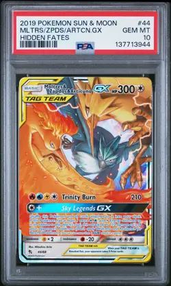 2019 Pokemon Sun & Moon Hidden Fates #44 Mltrs/Zpds/Artcn.Gx Hidden Fates PSA 10 - Image 1