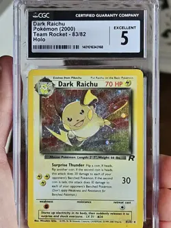 CGC 5 - Holo Dark Raichu 83/82 - 2000 Team Rocket - Pokemon TCG - Image 1
