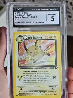 CGC 5 - Holo Dark Raichu 83/82 - 2000 Team Rocket - Pokemon TCG - Image 2